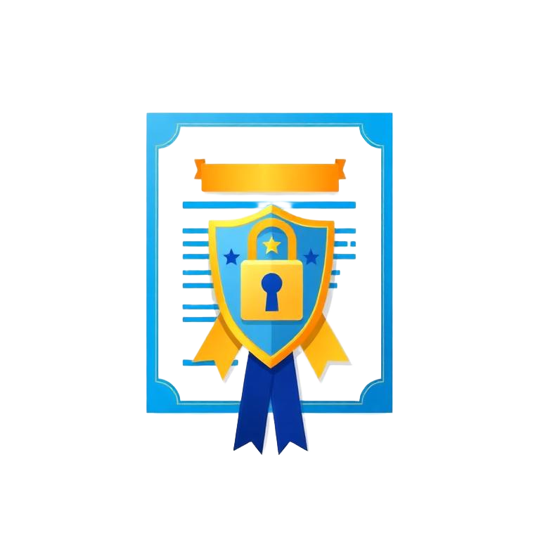 Ilustração de certificado digital emitido com selo de segurança